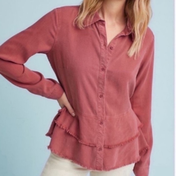 Anthropologie Cloth & Stone Tiered Button Down Top - Picture 4 of 8